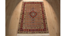 Perserteppich "Moud" mit Seide 123x80 cm Beige