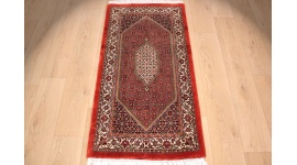 Perser Teppich Bidjar  mit Seide 143x71 cm Rot