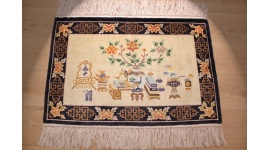 Orient Teppich China Seidenteppich 93x60 cm Beige