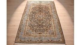 Seidenteppich Gom  älterer perserteppich 218x135 cm Blau