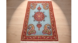 Perser Teppich "Ghom" Orientteppich 125x78 cm Blau