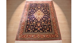 Seidenteppich "Gom" Reiner Seide 200x135 cm Blau