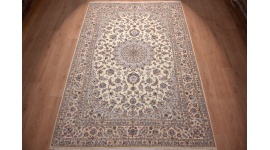 Persian carpet Nain 9la with Silk 307x203 cm Beige