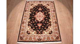 Perserteppich "Taabriz"  floral mit Seide 150x102 cm Schwarz