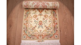 Persian carpet Tabriz Runner with Silk 152x50 cm Beige