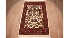 Persian carpet Bijar with Silk 90x58 cm Beige