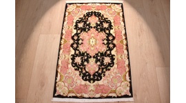 Perser Teppich  Täbriz mit Seide 93x58 cm Schwarz