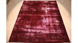 Vintage carpet modern used look overdyed Red 282x222 cm
