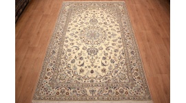 Persian carpet Nain 9la with Silk 303x195 cm Beige