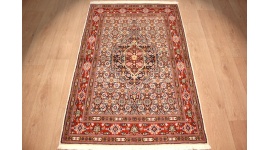 Perser Teppich Moud mit Seide 144x95 cm Beige