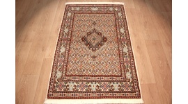 Perser Teppich Moud mit Seide 144x91 cm Beige