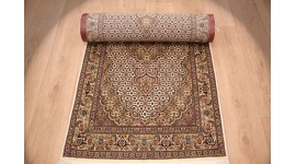 Persian carpet Tabriz Runner with Silk 269x77 cm Beige