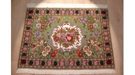 Perserteppich Ghom Orient Teppich 90x69 cm Grün