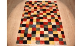 Perser Teppich Gabbeh reiner wollteppich 154x112 cm Kariert