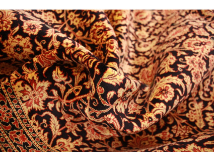 Persian carpet Ghom pure Silk 200x200 cm Black Gold