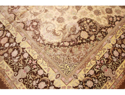 Seidenteppich Ghom Beige-Braun 306x200 cm