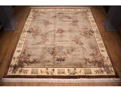 Orientteppich "China" 488x411 cm Grau - Braun Übermaß