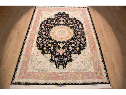 Perserteppich Täbriz mit Seide 300x205 cm schwarz