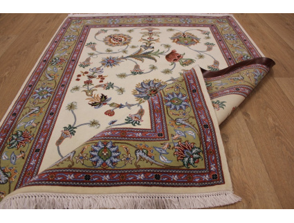 Perserteppich Täbriz  mit Seide 155x102 cm Beige