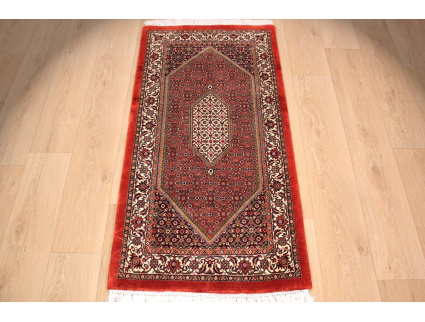 Perser Teppich Bidjar  mit Seide 143x71 cm Rot