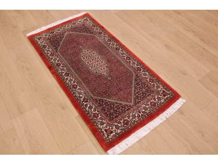 Perser Teppich Bidjar  mit Seide 143x71 cm Rot