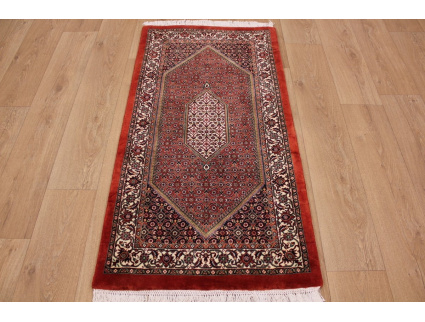 Perser Teppich Bidjar  mit Seide 143x71 cm Rot