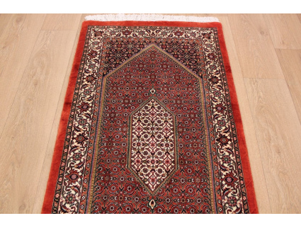 Perser Teppich Bidjar  mit Seide 143x71 cm Rot