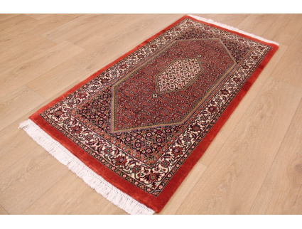 Perser Teppich Bidjar  mit Seide 143x71 cm Rot