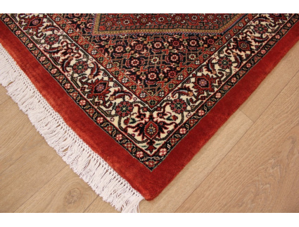 Perser Teppich Bidjar  mit Seide 143x71 cm Rot