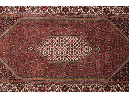 Perser Teppich Bidjar  mit Seide 143x71 cm Rot