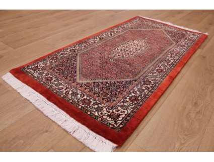 Perser Teppich Bidjar  mit Seide 143x71 cm Rot