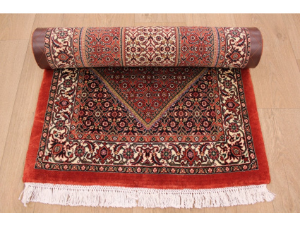Perser Teppich Bidjar  mit Seide 143x71 cm Rot