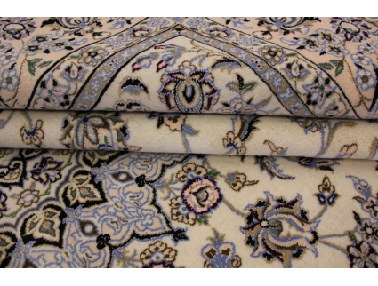 Perserteppich Nain 9la mit Seide 300x200 cm Beige