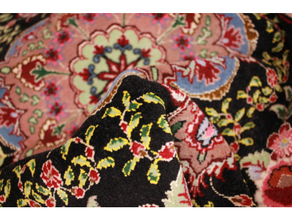 Perser Teppich "Taabriz" mit Seide 92x60 cm Schwarz