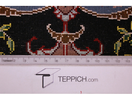 Perser Teppich "Taabriz" mit Seide 92x60 cm Schwarz