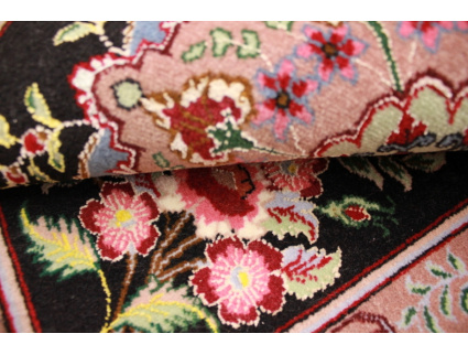 Perser Teppich "Taabriz" mit Seide 92x60 cm Schwarz