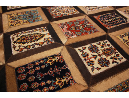 Lederteppich Kombination Leder und Teppich 280x196 cm Braun