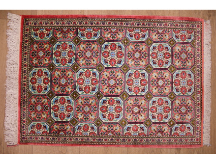 Seidenteppich Ghom Blau 78x54 cm 