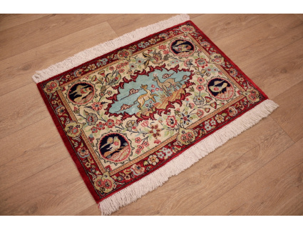 Seidenteppich Ghom Wandteppich 80x60 cm