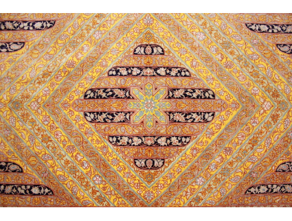Ghom Reiner Seidenteppich 147x98 cm Gold