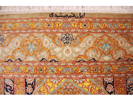 Ghom Reiner Seidenteppich 147x98 cm Gold