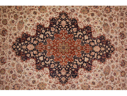 Exklusiver Seidenteppich Gom Palastteppich Beige 591x390 cm