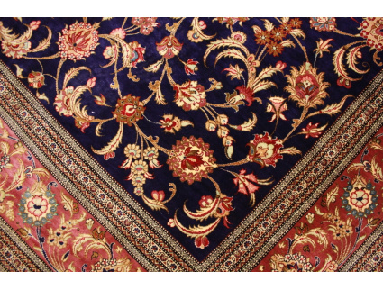 Seidenteppich "Gom" Reiner Seide 200x135 cm Blau