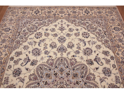 Perserteppich Nain 9la mit Seide 355x250 cm Beige