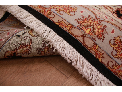 Perserteppich "Taabriz"  floral mit Seide 150x102 cm Schwarz