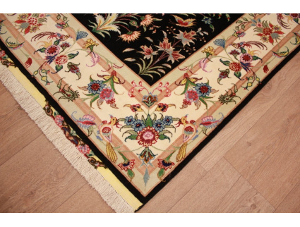 Perserteppich "Taabriz" mit Seide 198x148 cm Schwarz