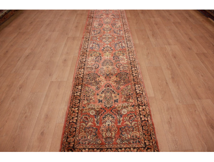 Antiker Perserteppich Saroug Läufer 414x84 cm Rostrot