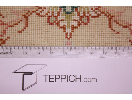 Perserteppich Täbriz Läufer mit Seide 152x50 cm Beige