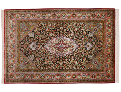 Seidenteppich Ghom Blau