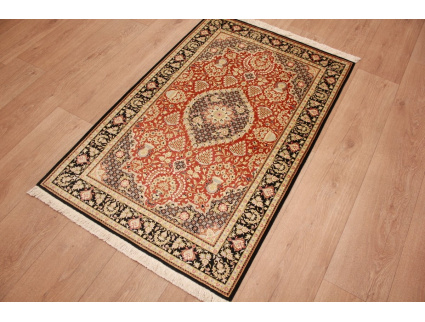 Seidenteppich Ghom 123x78 cm Rot